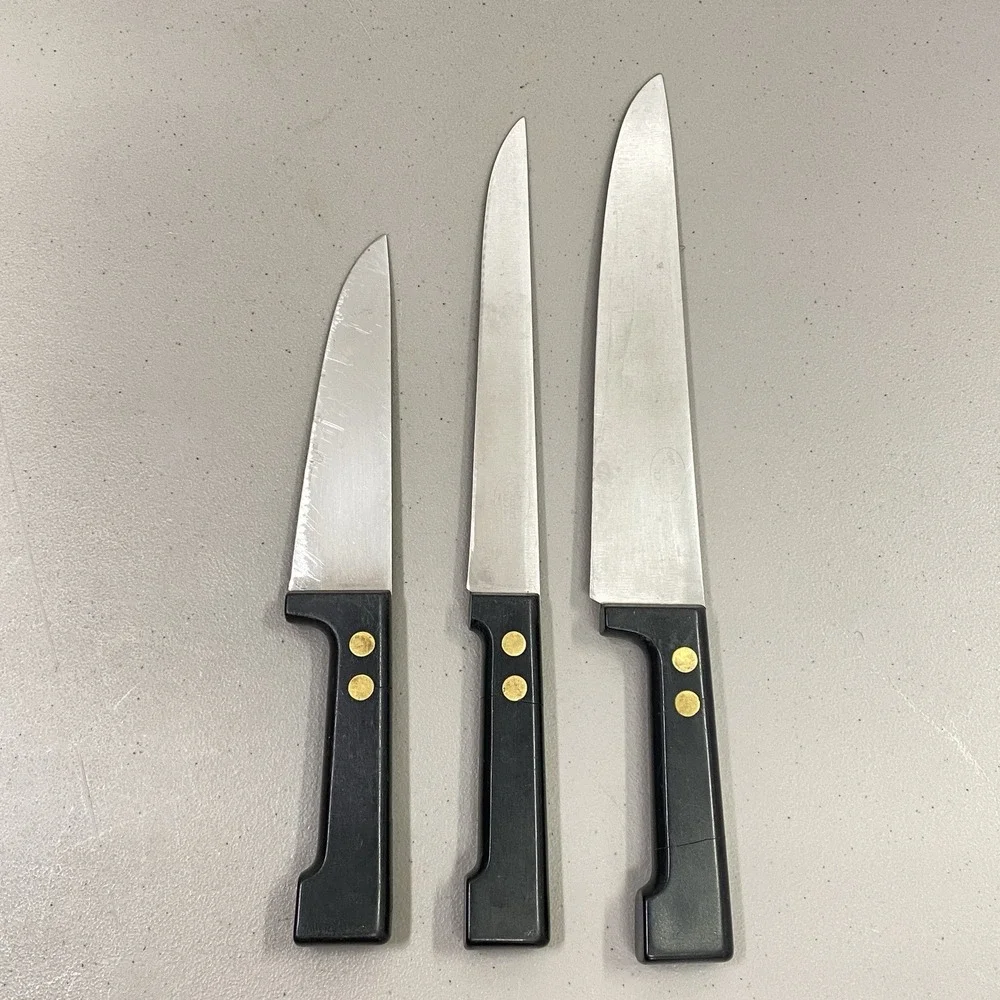 As Is Vintage Lot of 3 Dansk Gourmet Designs France Kitchen Chef Knives Damaged